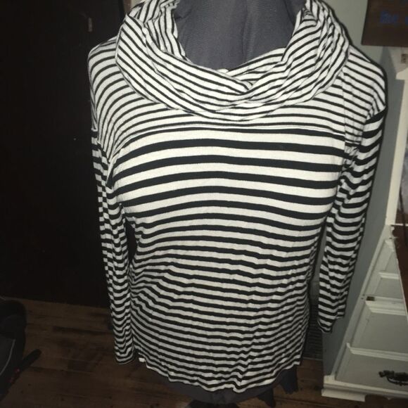 Chico’s 1 striped cozy cowl neck long sleeve top - Picture 2 of 3